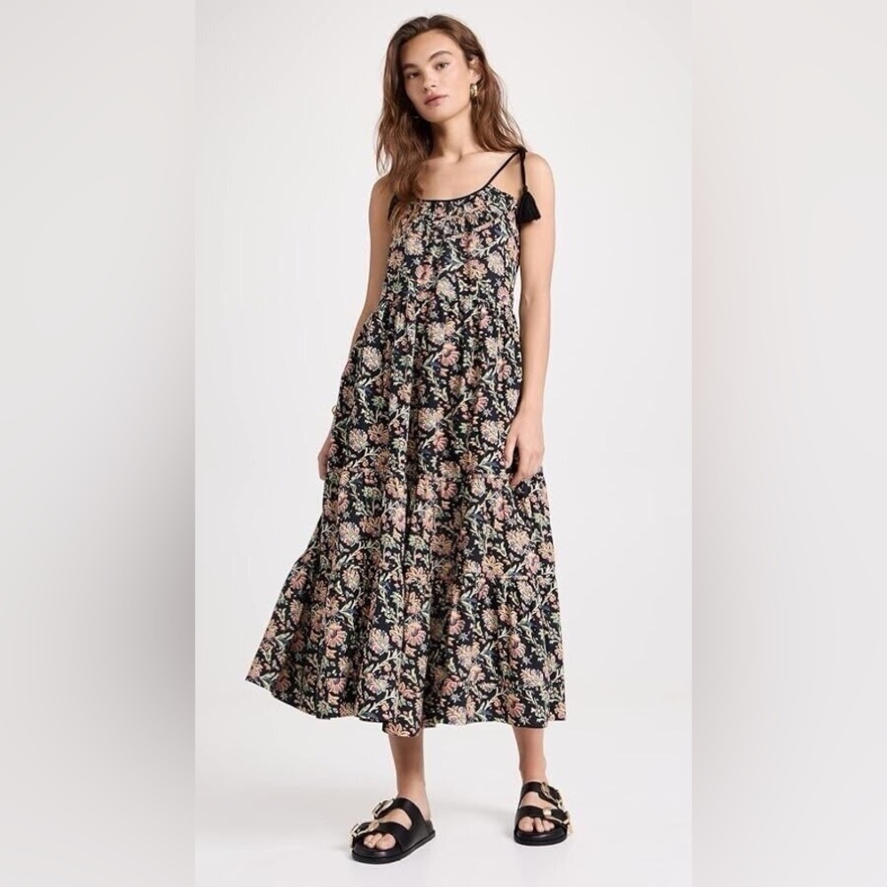 THE GREAT The Breeze Dress in Black Floral - Picture 4 of 10